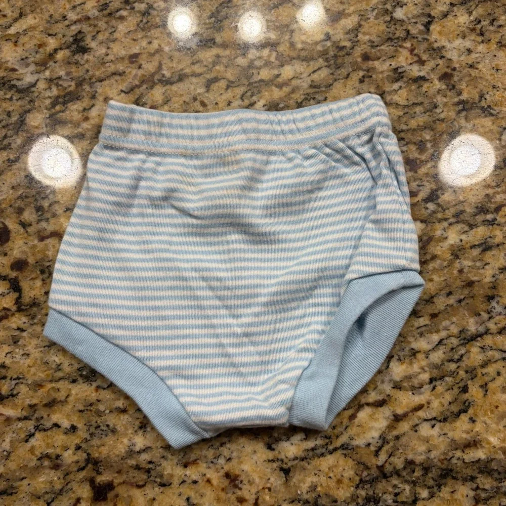 Vintage Baby Blue White Striped Diaper Cover Bloomers 6-9 Months